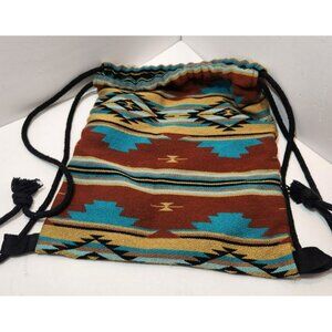 El Paso Saddleblanket Southwestern Sack Pack Backpack Brown Turquoise Black